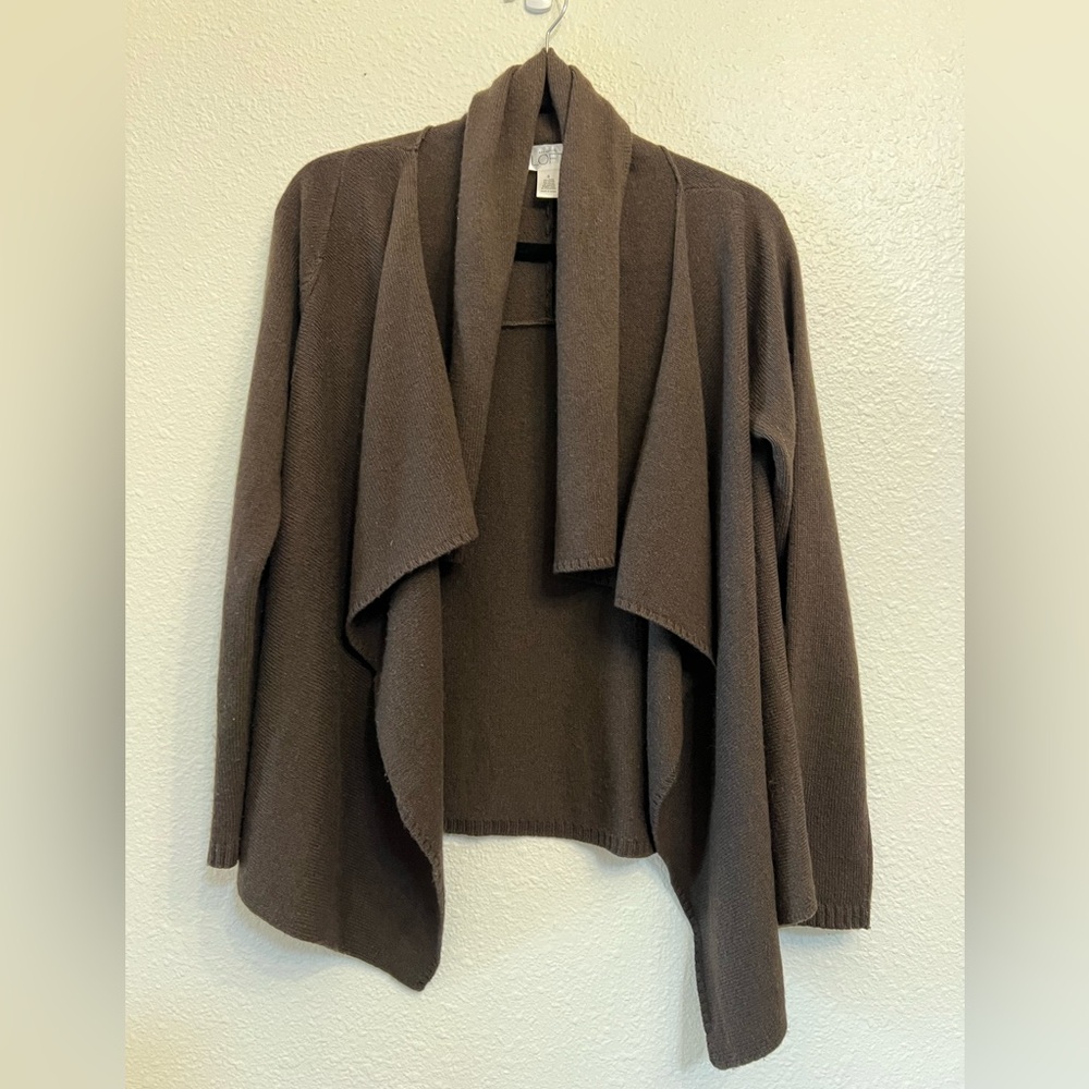 Loft wool/cashmere/angora brown open front cardigan size Small